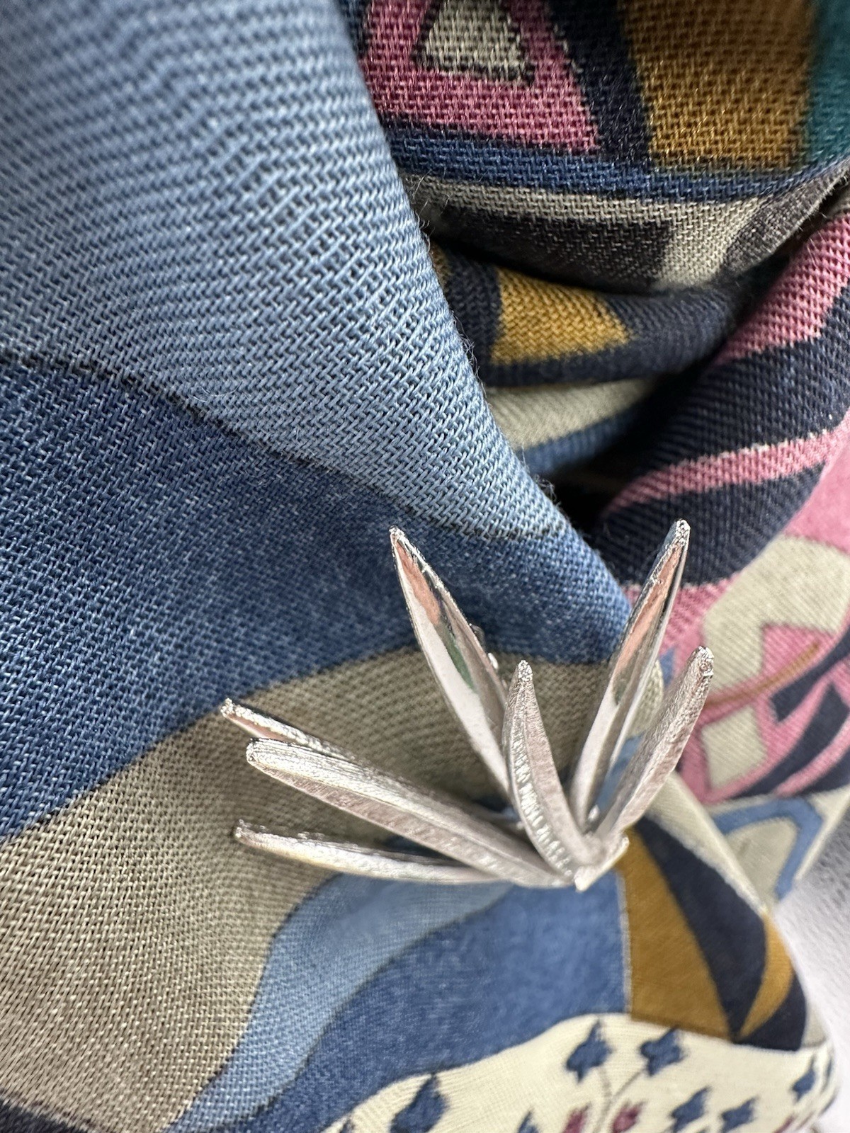 Vintage PIM Brooch Silver Tone Plant