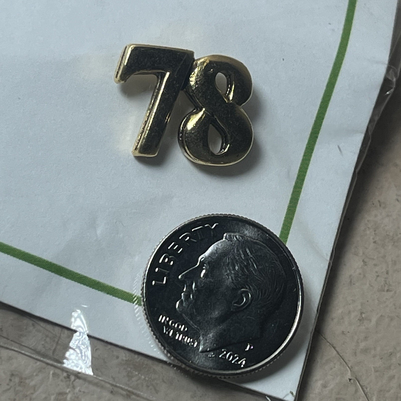 Vintage Jim Clift Gold Dipped Pewter 78 Lapel Pin
