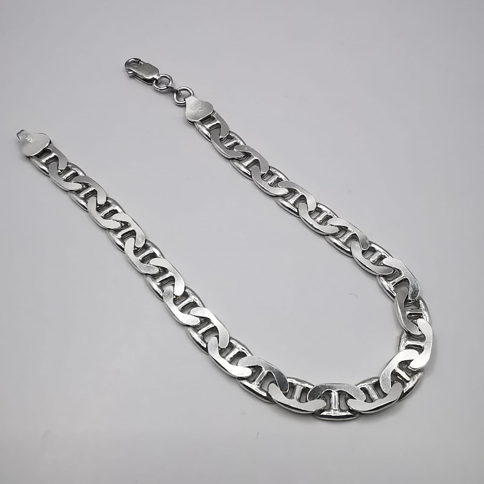 925 Italy Sterling Silver Vintage Mariner Anchor Link Bracelet Heavy Chain