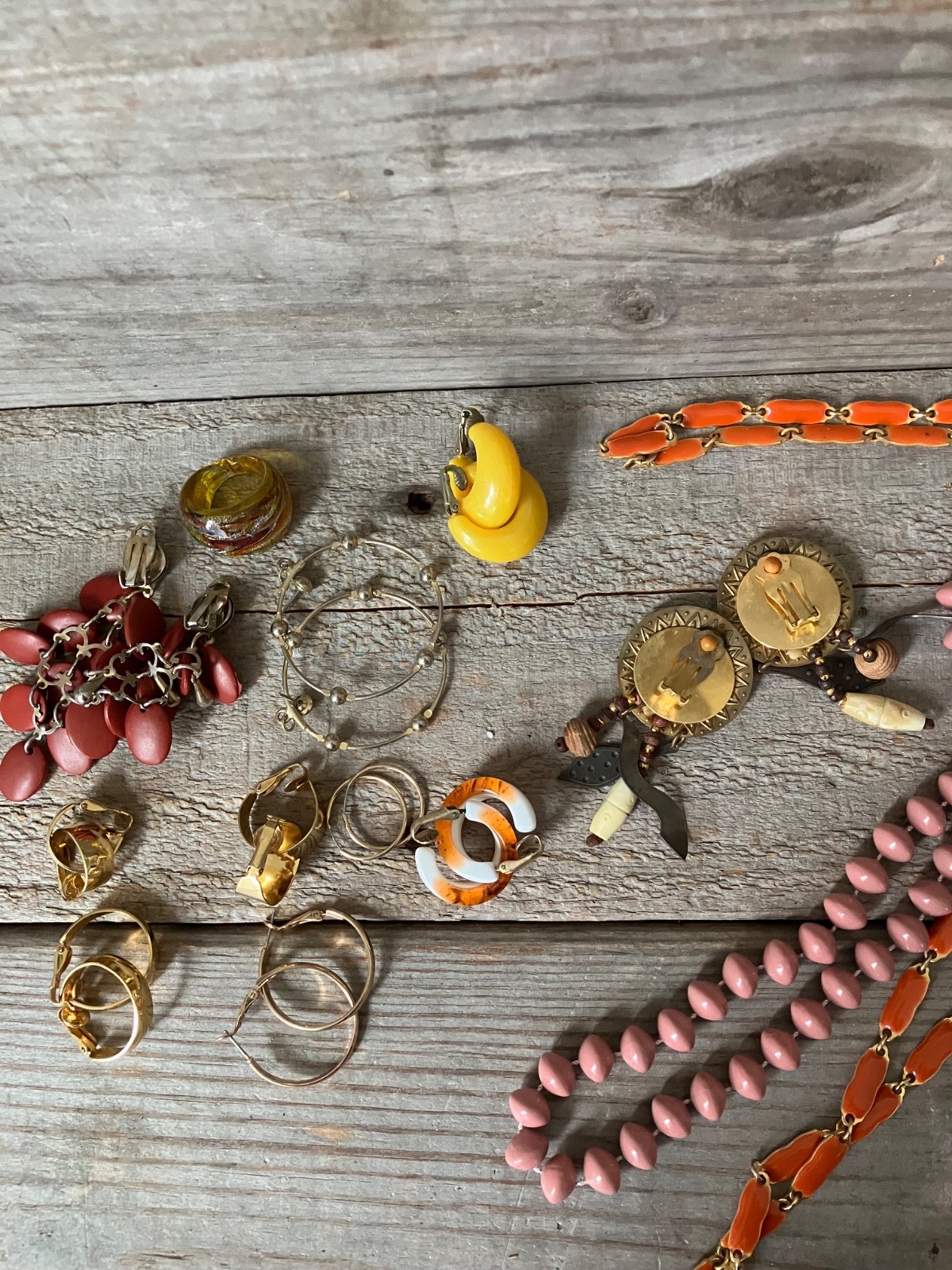 Costume Estate Jewelry Lot Enamel Lucite 1980s 1990s Necklace Bracelet Earrings
