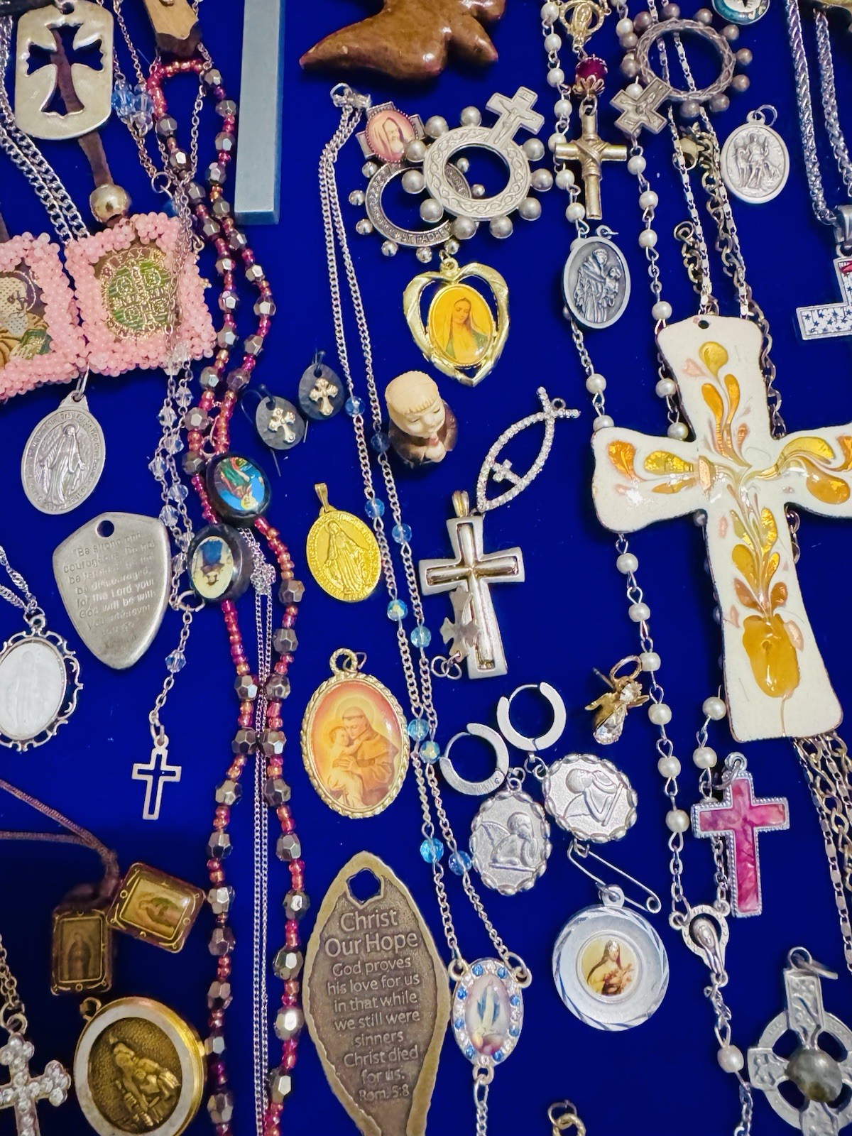 Vintage Modern Religious Cross Necklace Jewelry Lot 120+ Italy Germany Bethlehem