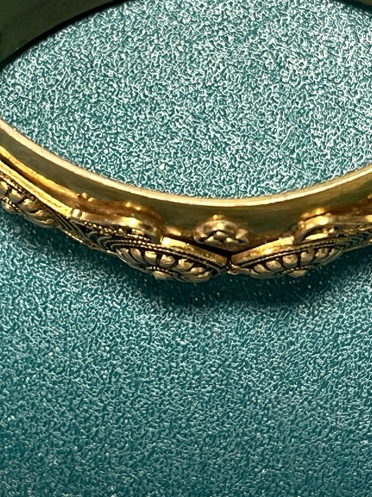 Vintage Etruscan Revival Hinged Cuff Bracelet Pair Gold Tone Cannetille Jewelry