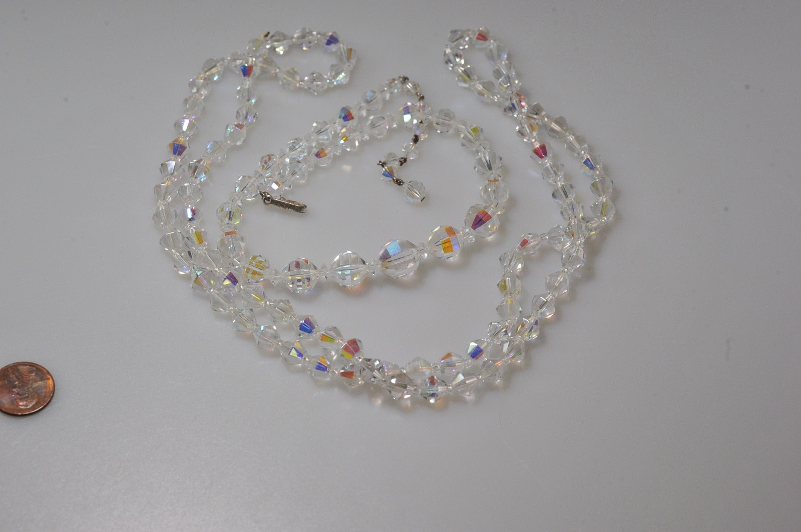 Vtg AB Crystal & Acrylic Necklace LOT Strand Faceted 1 signed Laguna HL67
