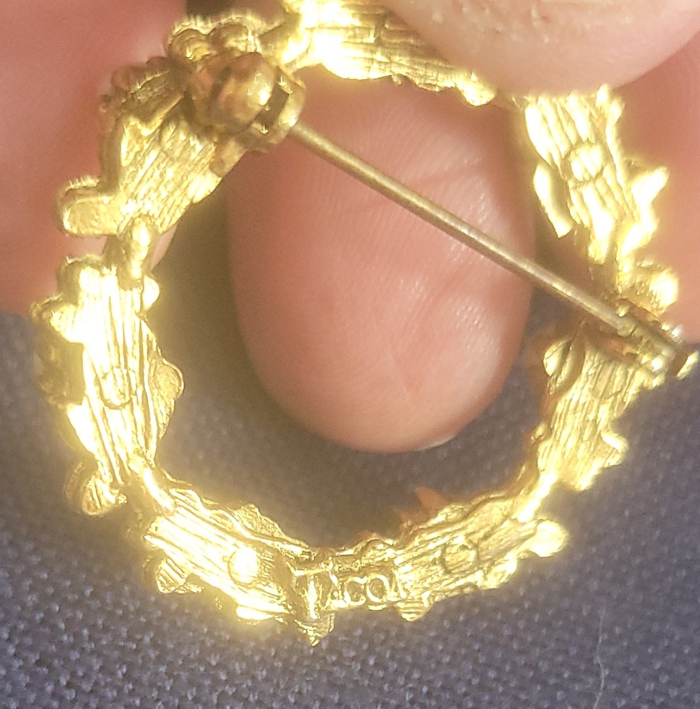 Vintage Tacoa Signed Gold Tone W/faux Pearls Brooch