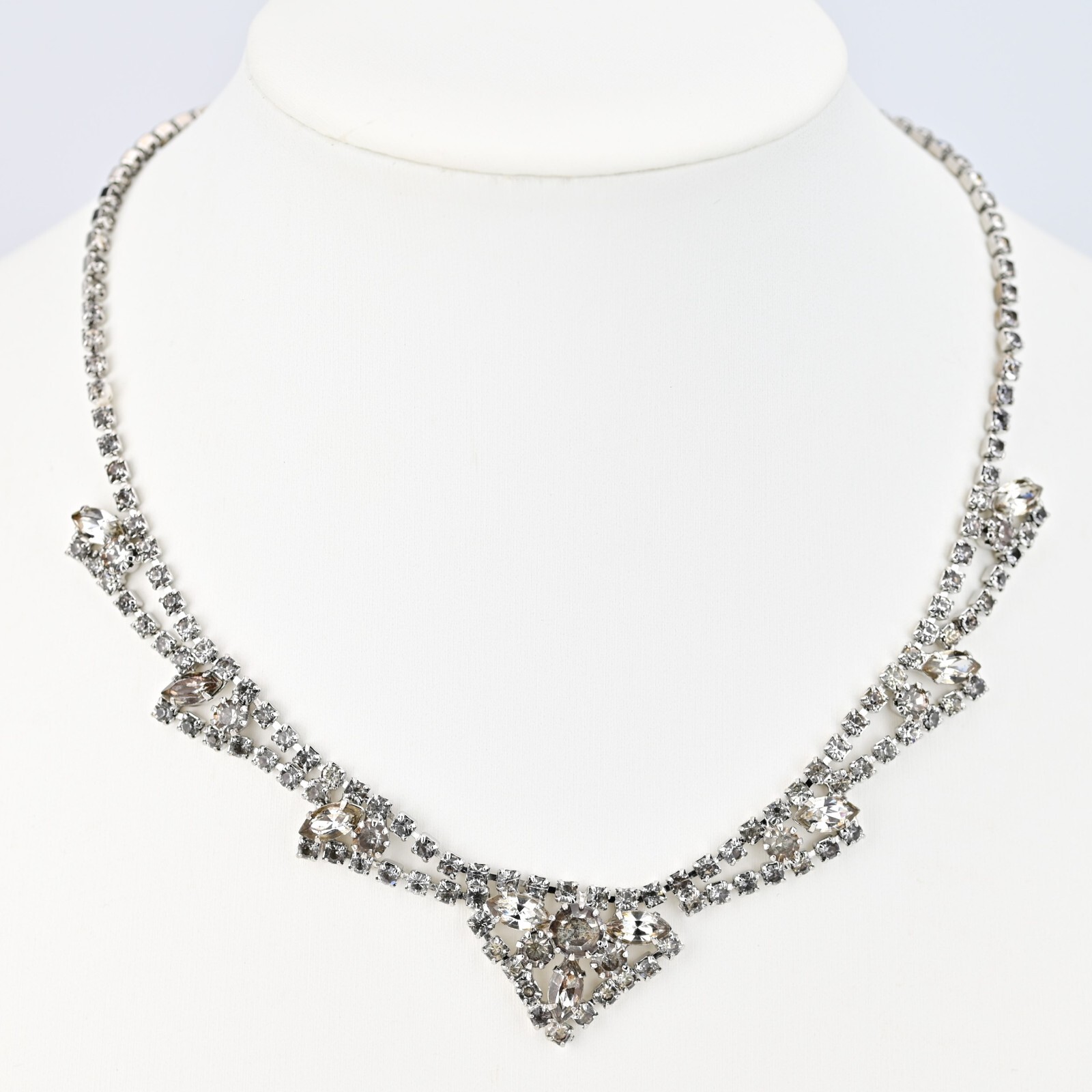 Original Vintage Designer Deco Zirconia Moissanite Gemstone Estate Necklace