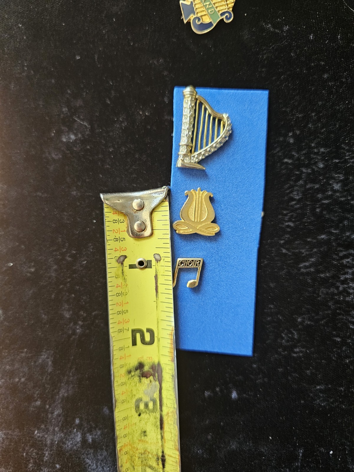 Vtg 7p Lot Of Pins Band Music Notes Enamel Mixed Metals Instruments Harp Horn