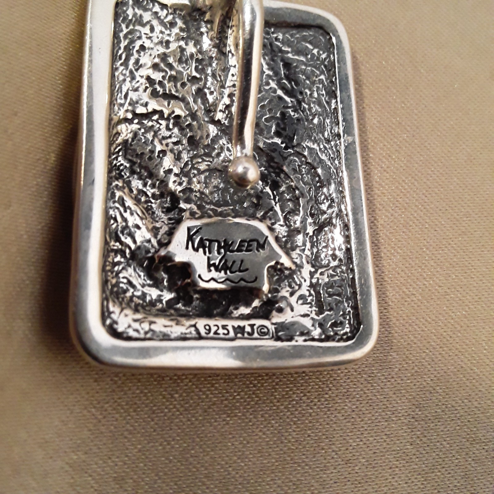 Kathleen Wall Sterling Silver 925 Coral Pendant Pueblo Southwestern Inlay