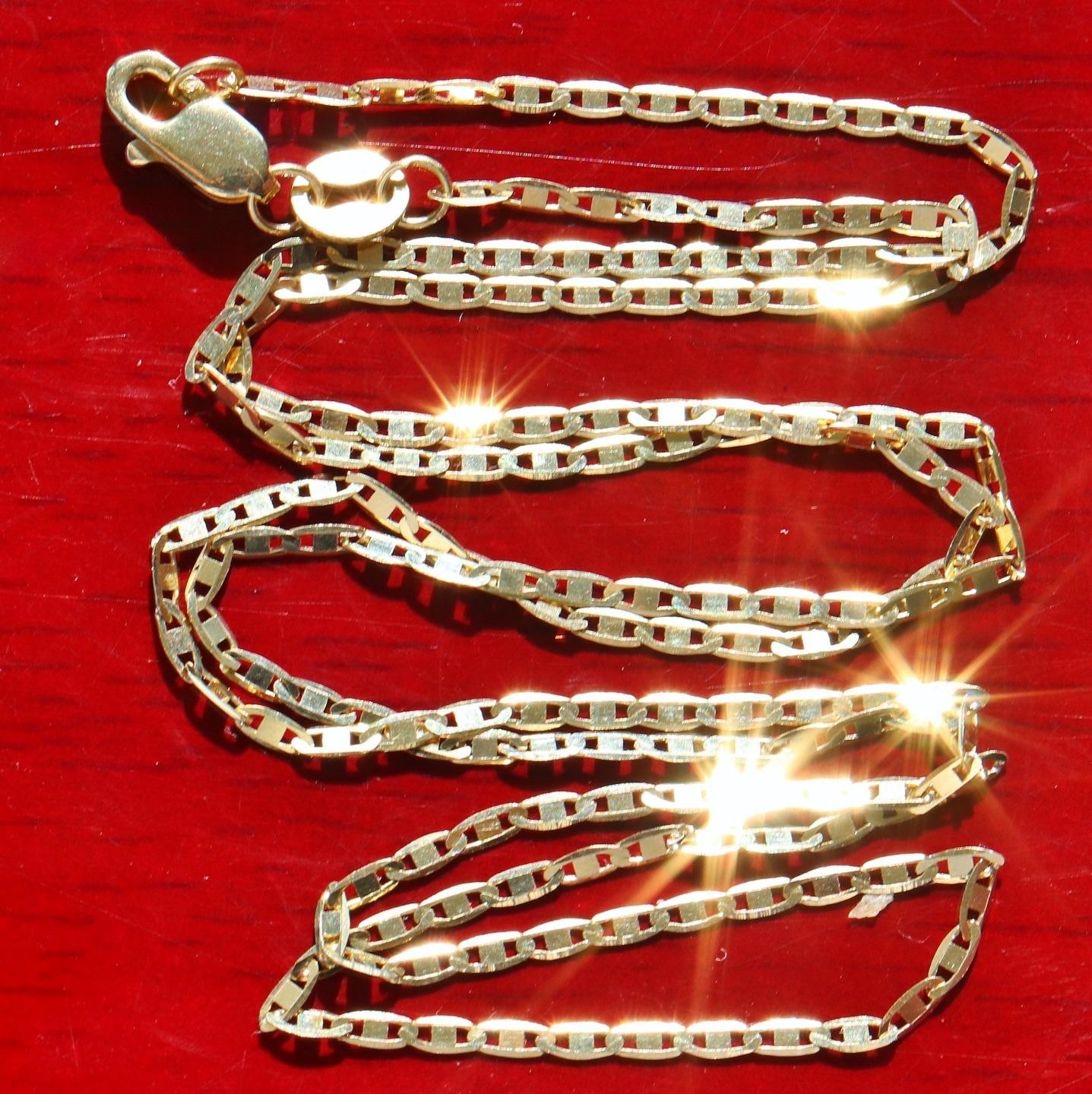 10k yellow gold necklace 18.0″ diamond cut mariner link chain vintage 1.6gr