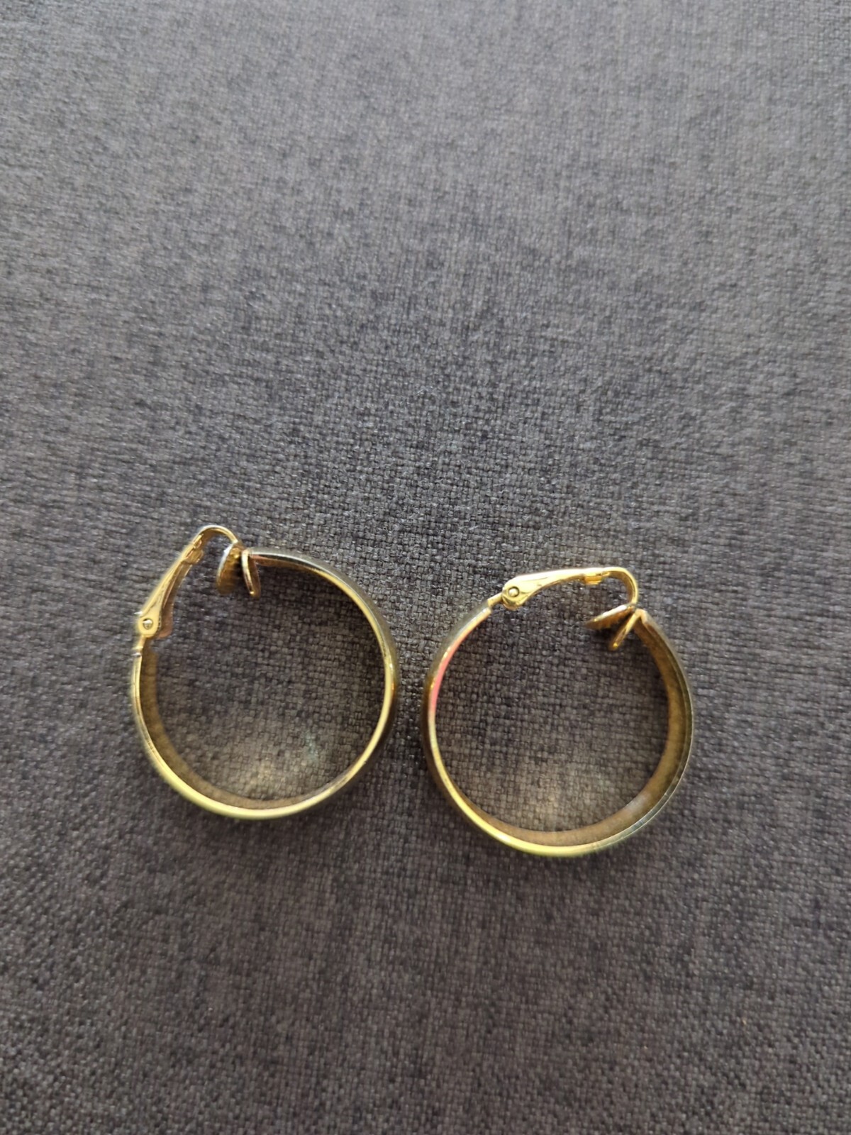 Vintage Hinge Clip on Gold Plate Metal – Wide Hoop Earrings