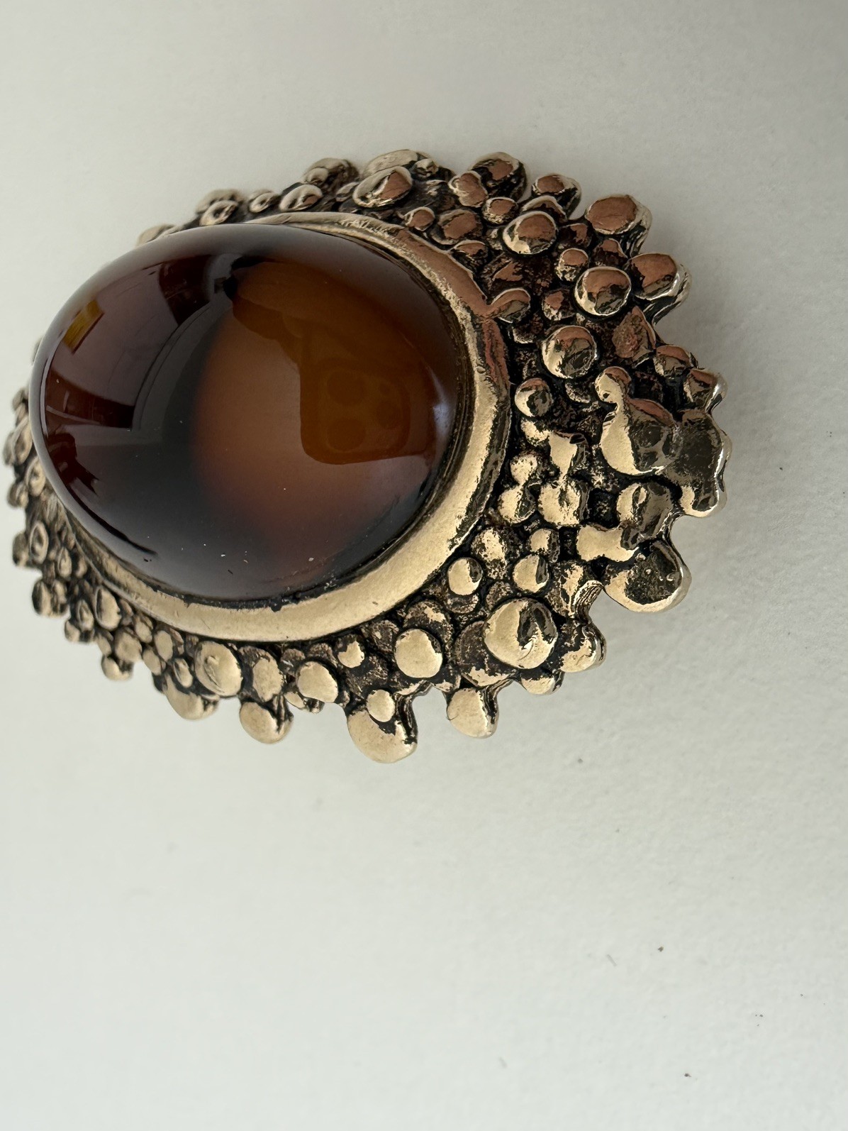 Vintage 1971 Sarah Coventry Canada “Amber Glo” Brutalist Brooch