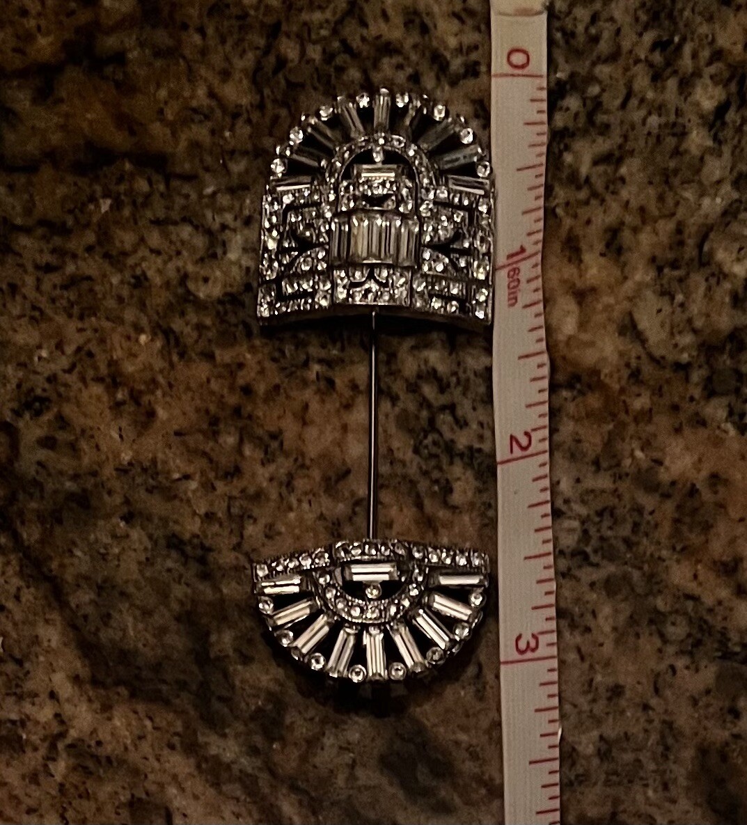 VINTAGE ART DECO Rhinestone/crystal BROOCH WITH RHINSTONES. Signed KJL Piece.