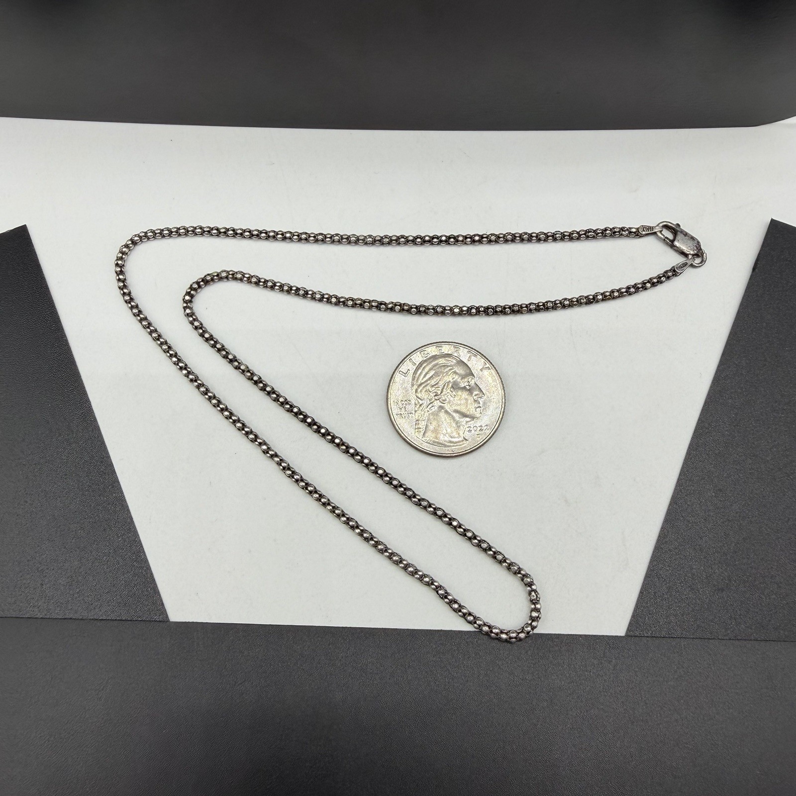 Vintage Italy 925 Sterling Silver 2.33mm Popcorn Chain 18″ Necklace 4.3g Lobster