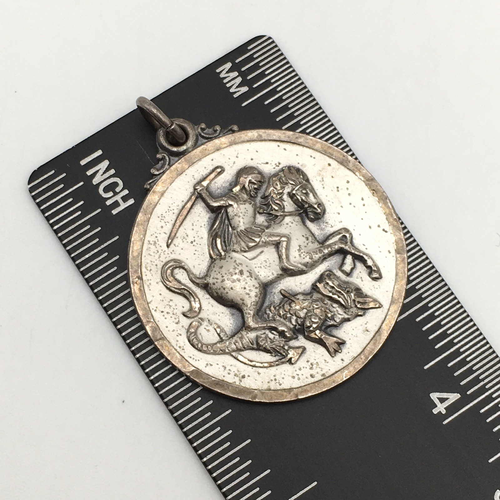 Vintage CREED Sterling Silver Saint George Pendant Marked Sterling 7.9g #52