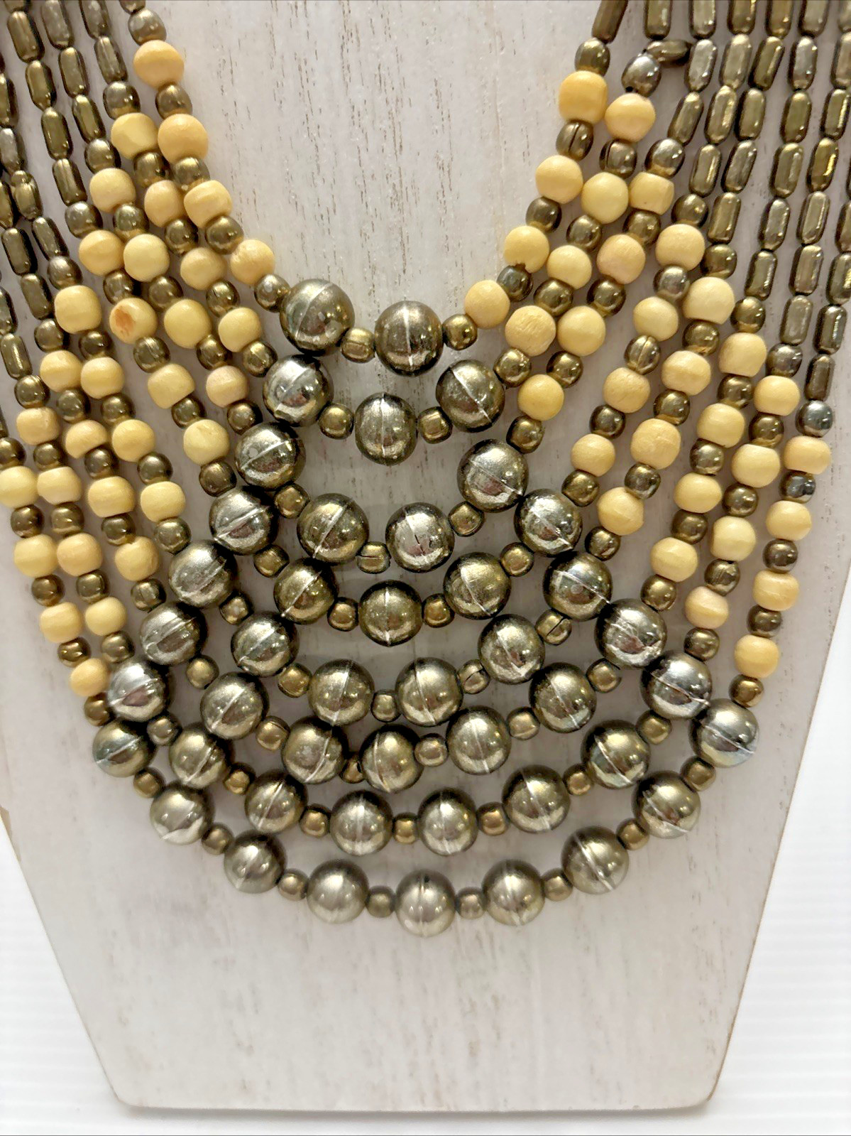 Vintage Beaded Boho Bohemian Style Necklace 22 Inches 8 Strand Jewelry Statement