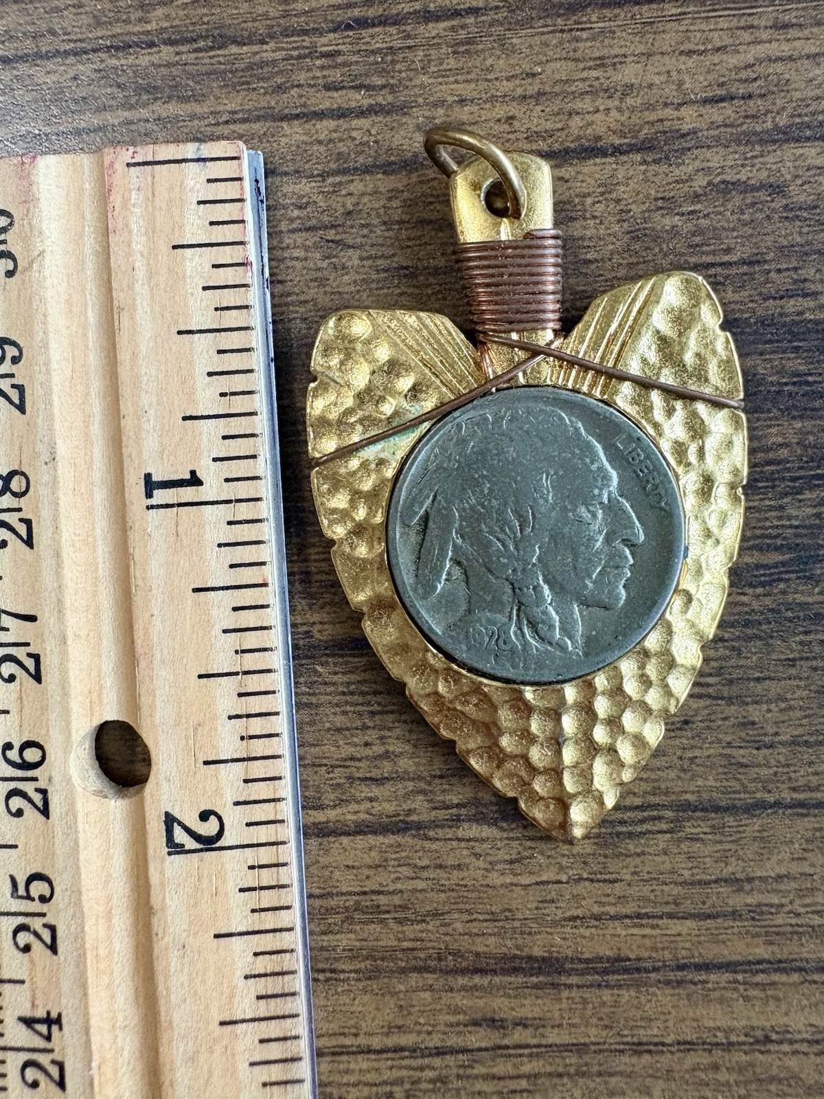 Vintage Arrowhead Pendant with 1928 Buffalo Nickel