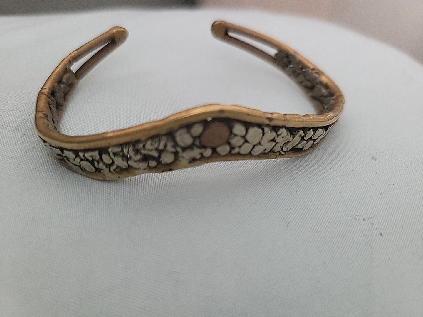 Bought at an estate sale Vintage Mixed Metals Gemstone Cuff Bracelet