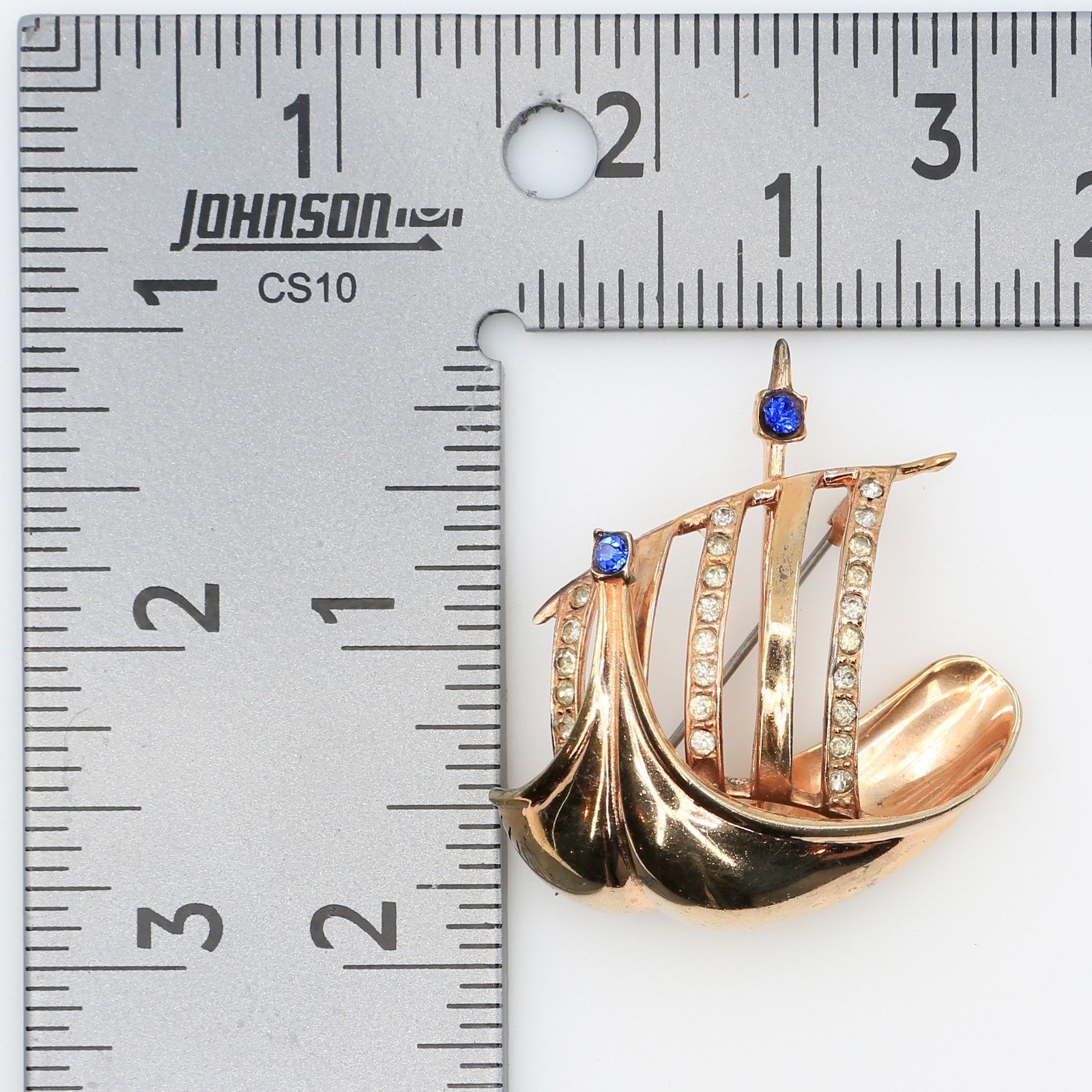 Vintage Vermeil Sterling Viking Ship Brooch John Caianiello Book Piece 1940s