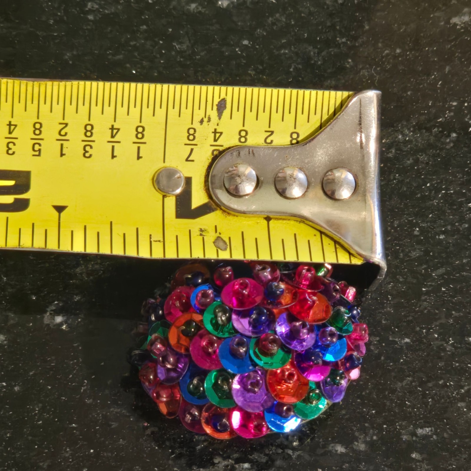 Vintage 1980s Sequin Clip On Earrings Multi Colored Large Bold Bright iridescent