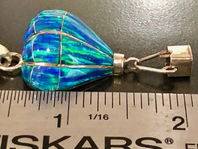 Opal Gemstone Filled Blue HOT AIR Balloon Ride Pendant necklace Vintage VIDEO RL