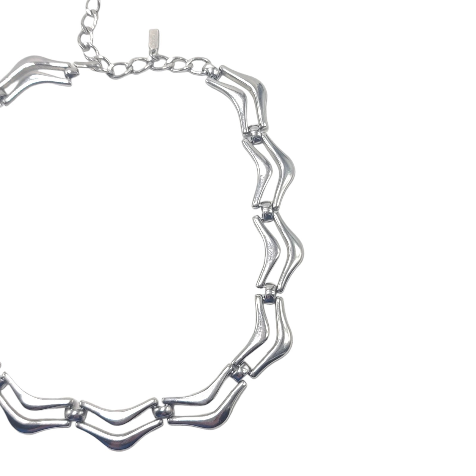Necklace Monet Silver Bar Link Collar Bib Open Work 16.5in Signed Vintage Elegan