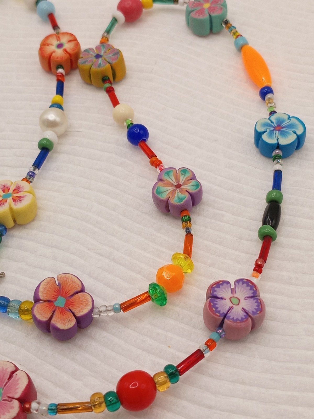 Vintage Multicolor Whimsical Rubber Glass& Acrylic Beaded Necklace 24″