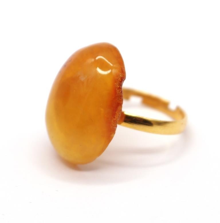 Soviet-era USSR Ring Golden Color With Honey Color Baltic Amber 92