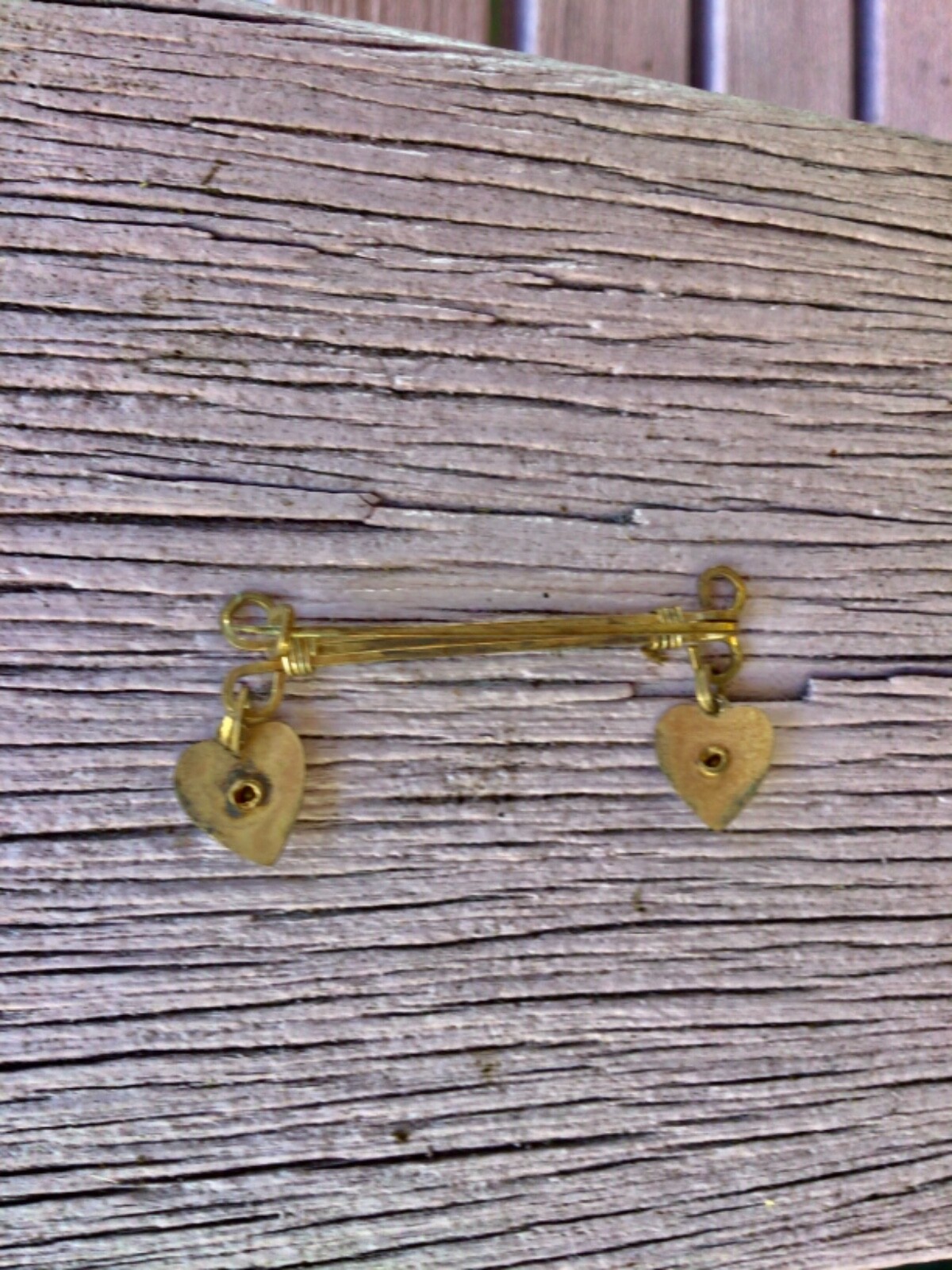 ANTIQUE VICTORIAN GOLD FILLED BAR PIN with HEARTS 2 INCHES LONG