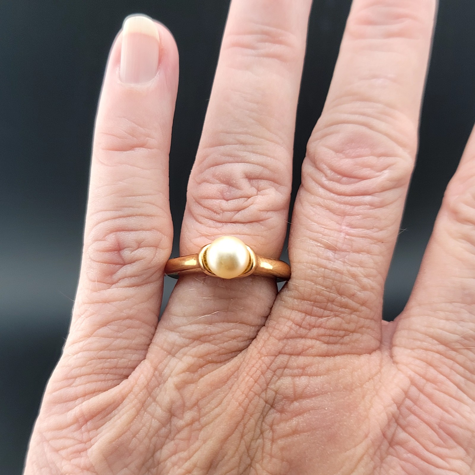 Vtg Sz 6 Ring Faux Pearl Bead Fashion Jewelry Unsigned ESPO Joseph Esposito