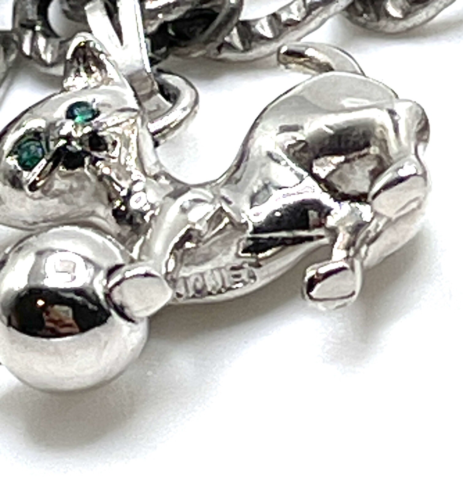 Monet Sterling Silver Articulated Figural Crystal Charm Bracelet 61.5g Vintage