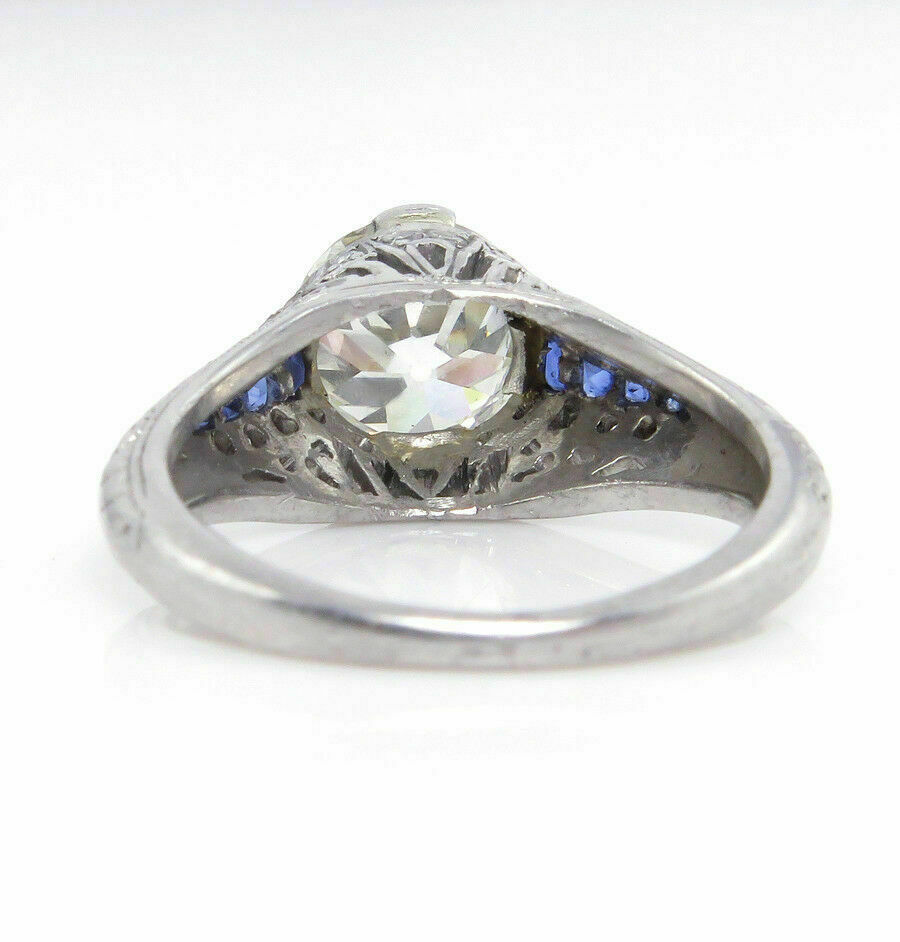 1.55CT White Round Cut Simulated Diamond Art Deco Wedding Sterling Silver Ring