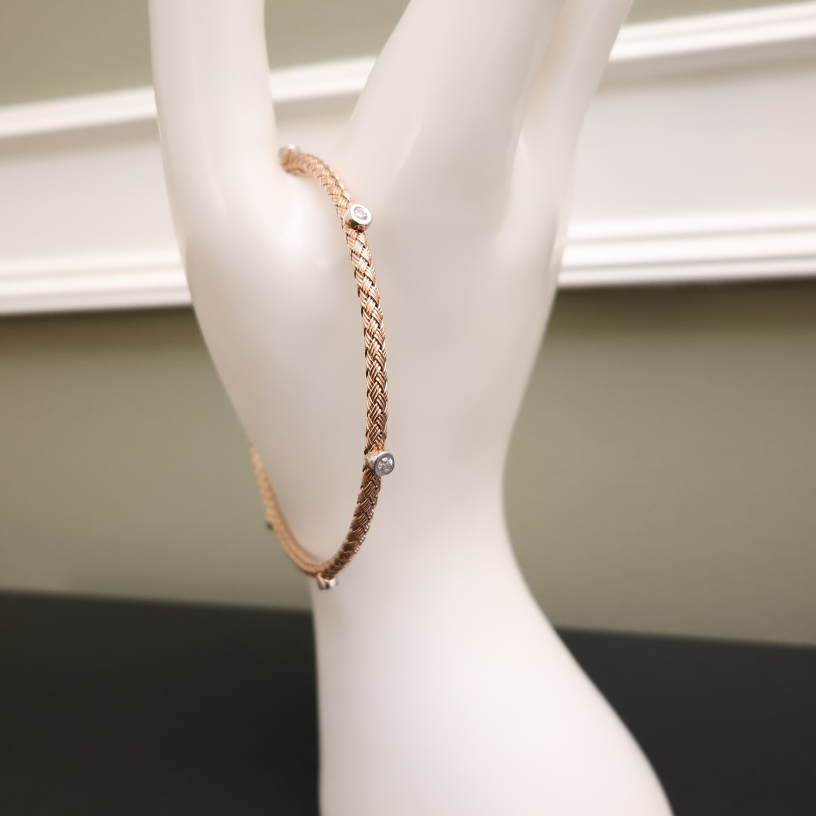 JCM Jewelry bracelet 18K rose gold clad 925 sterling silver DMQ stations 7.25in