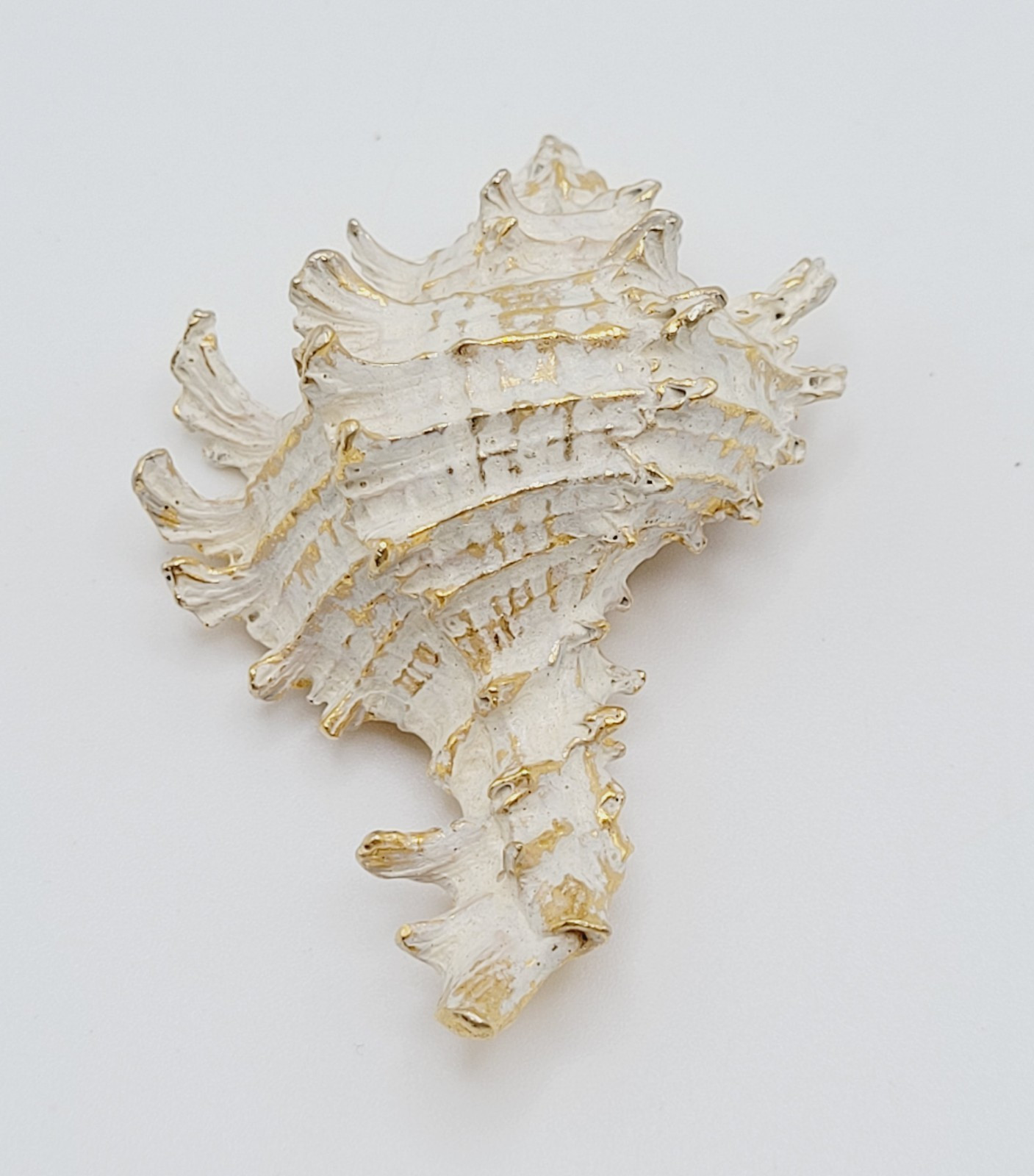 Zentall Gilded Branched Ramose Murex Spiked Conch Vintage Brooch Pin Rare