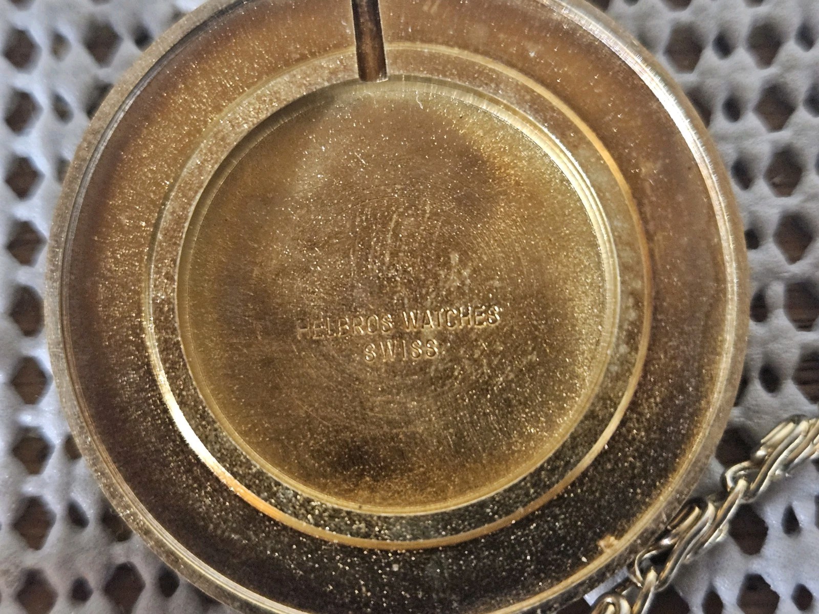 Vintage Helbros 17 Jewels Gold Plated Manual Wind Pocket Watch