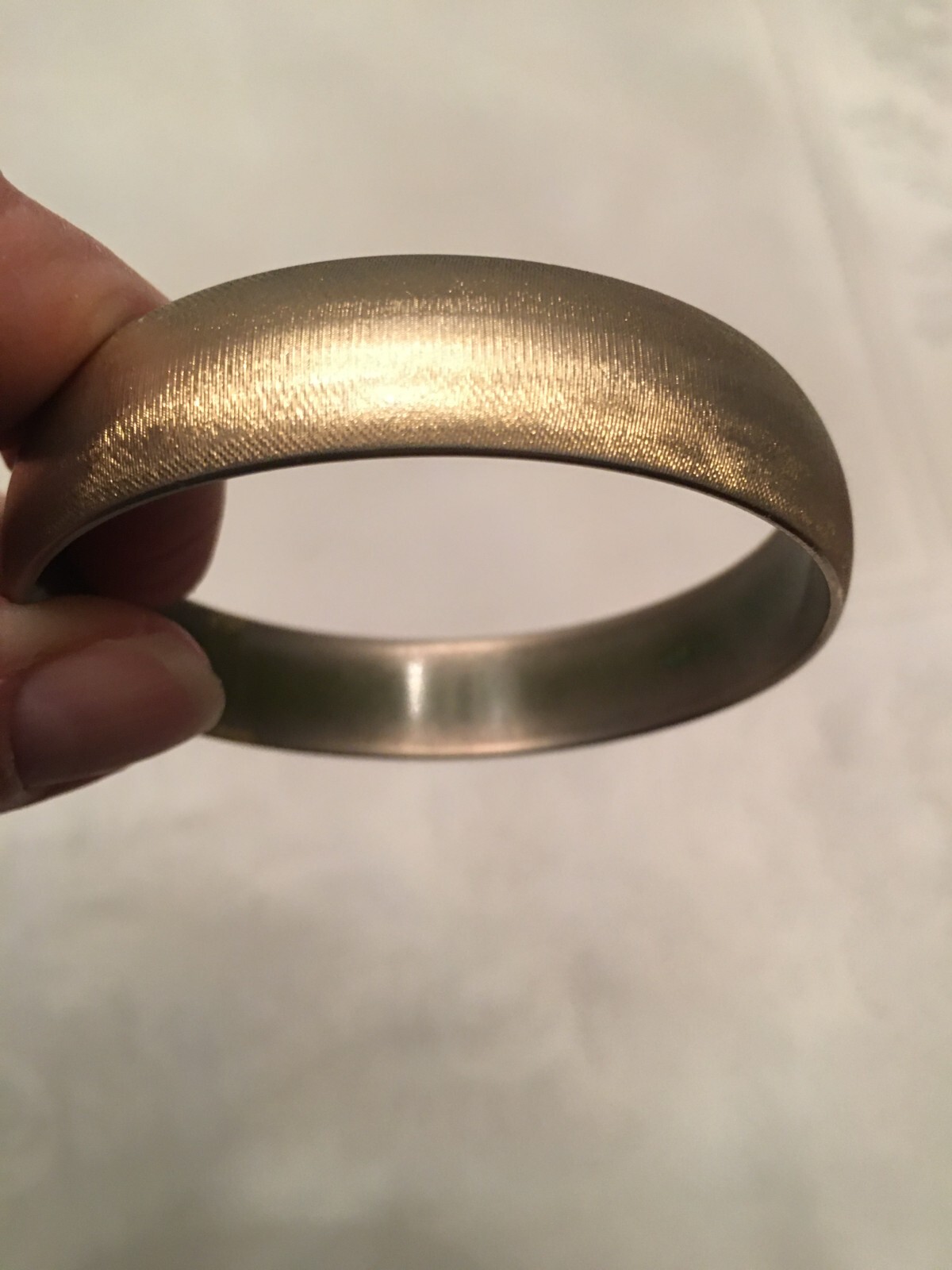 Vtg. Monet Brushed Gold Tone Heavy Bangle Bracelet Approximately 1/2 Inch Wide