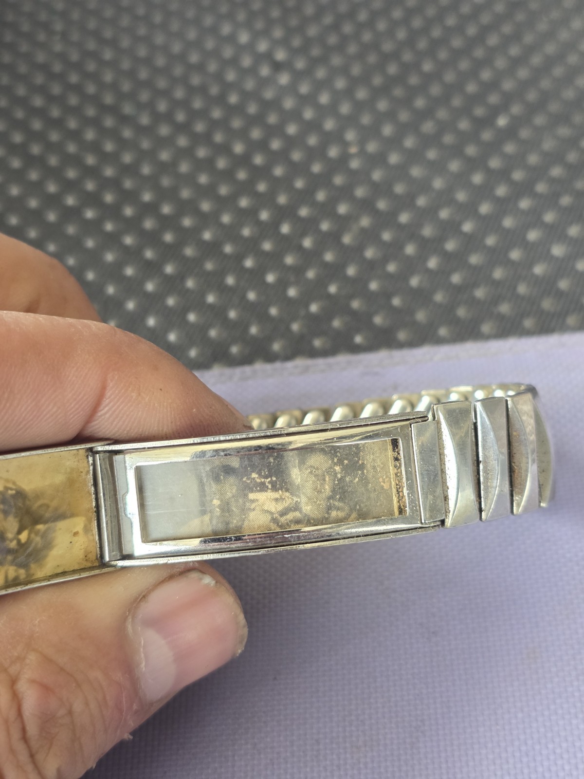 Vtg Sterling Silver Top Flex-Let engraved Lee Picture Bracelet Pre Owned #H
