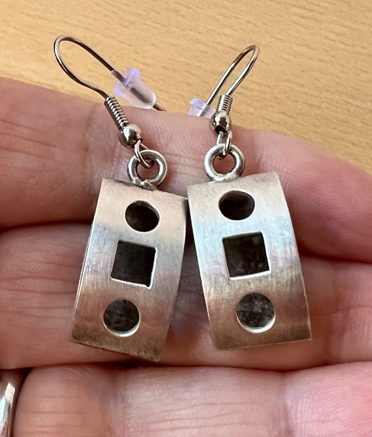 VINTAGE DESIGNER FORBES 925 STERLING SLVER GEOMETRIC DANGLE DROP EARRINGS UNIQUE