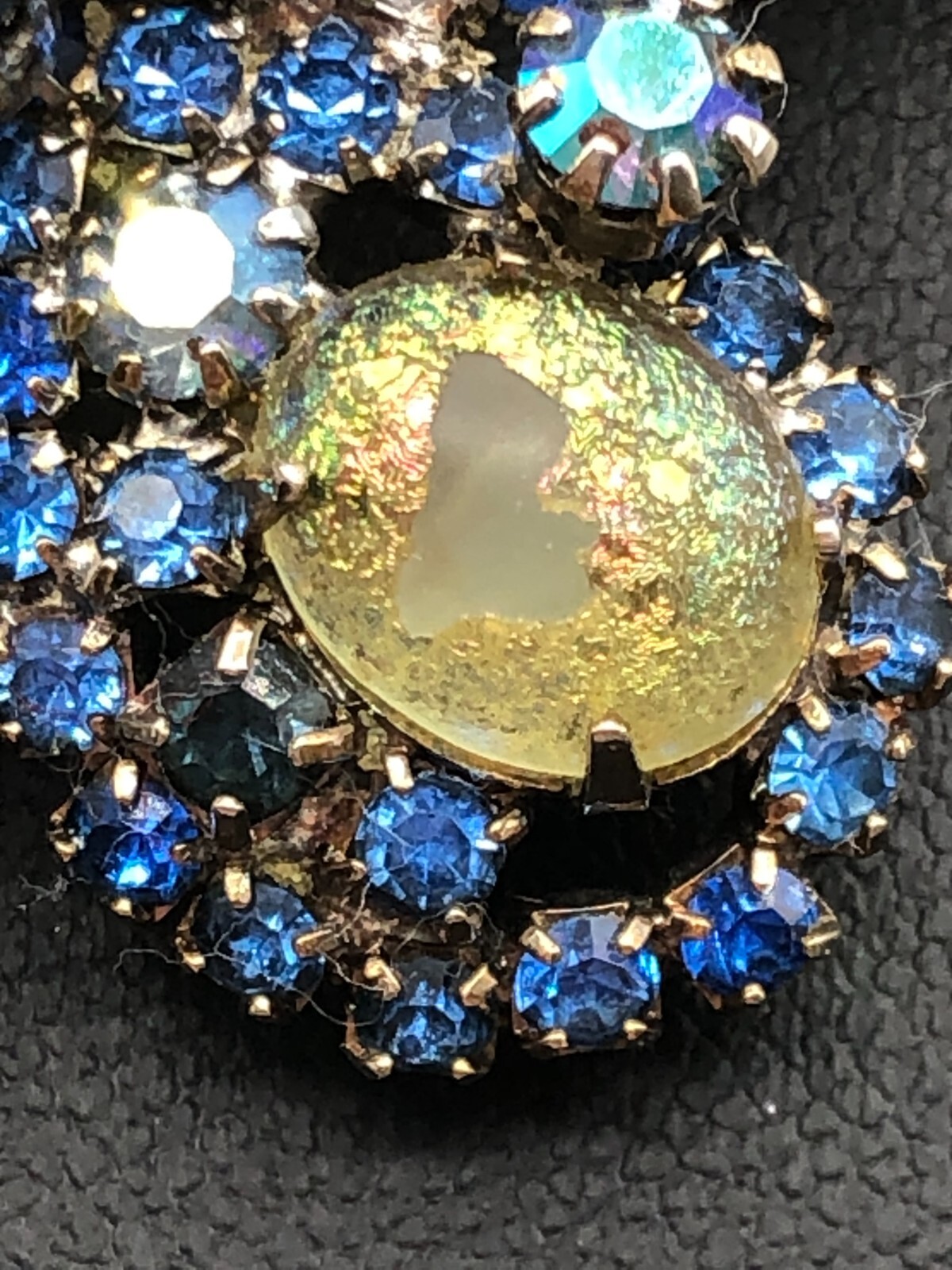 VTG Butterfly Brooch Blue & Glitter Rhinestones Estate ~AS IS~ Carnegie? Weiss??
