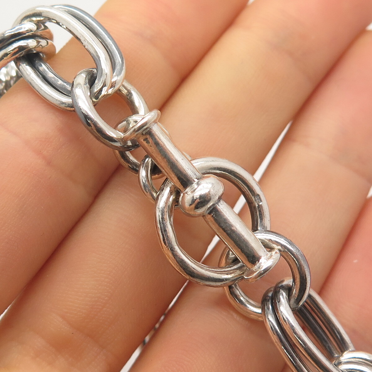 925 Sterling Silver Vintage Double Rolo Link Bracelet 6.5″