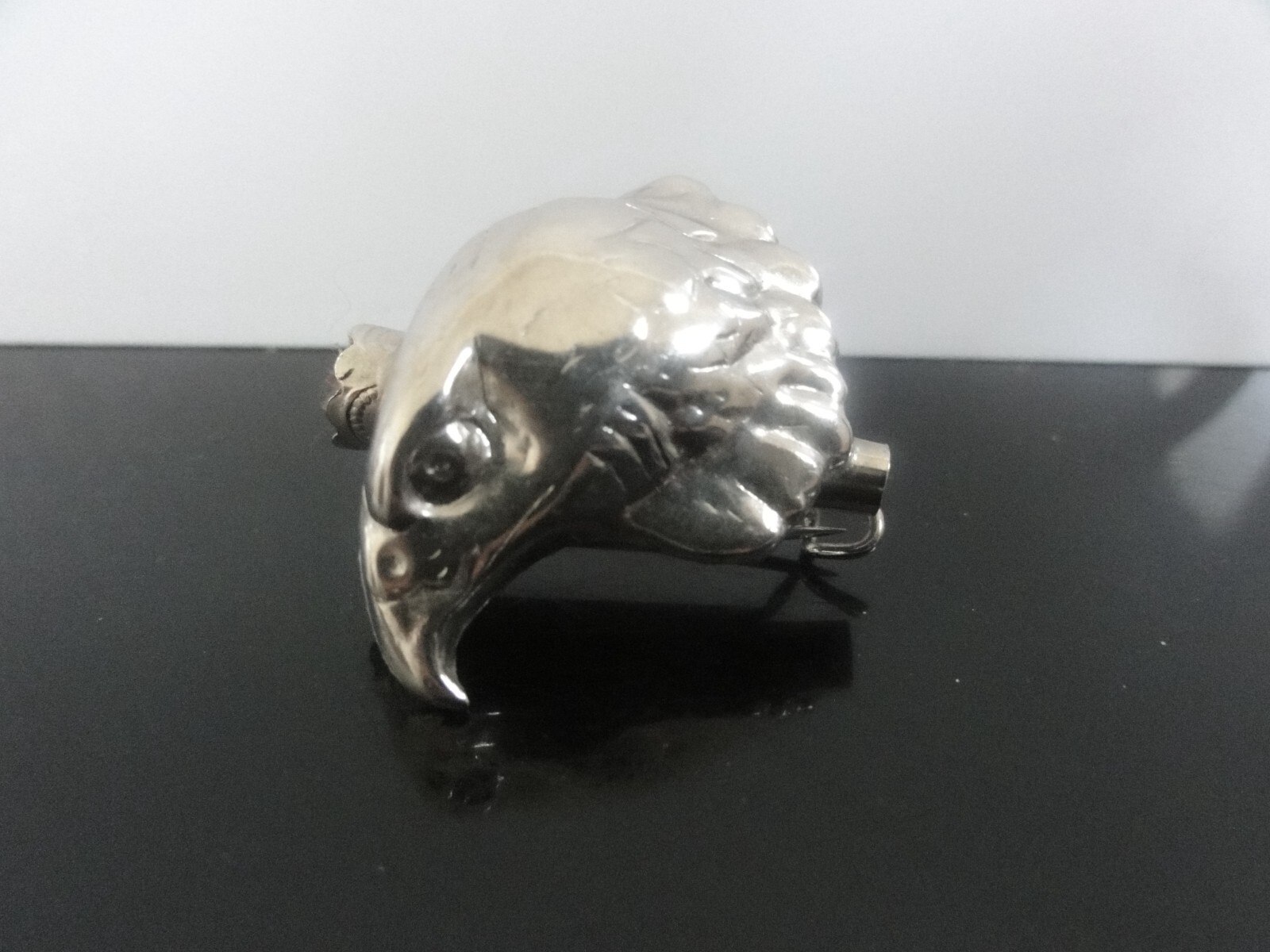 Vtg Rare Silver Eagle Head Man Hat Revere Hunt Pin Brooch with Feather Container
