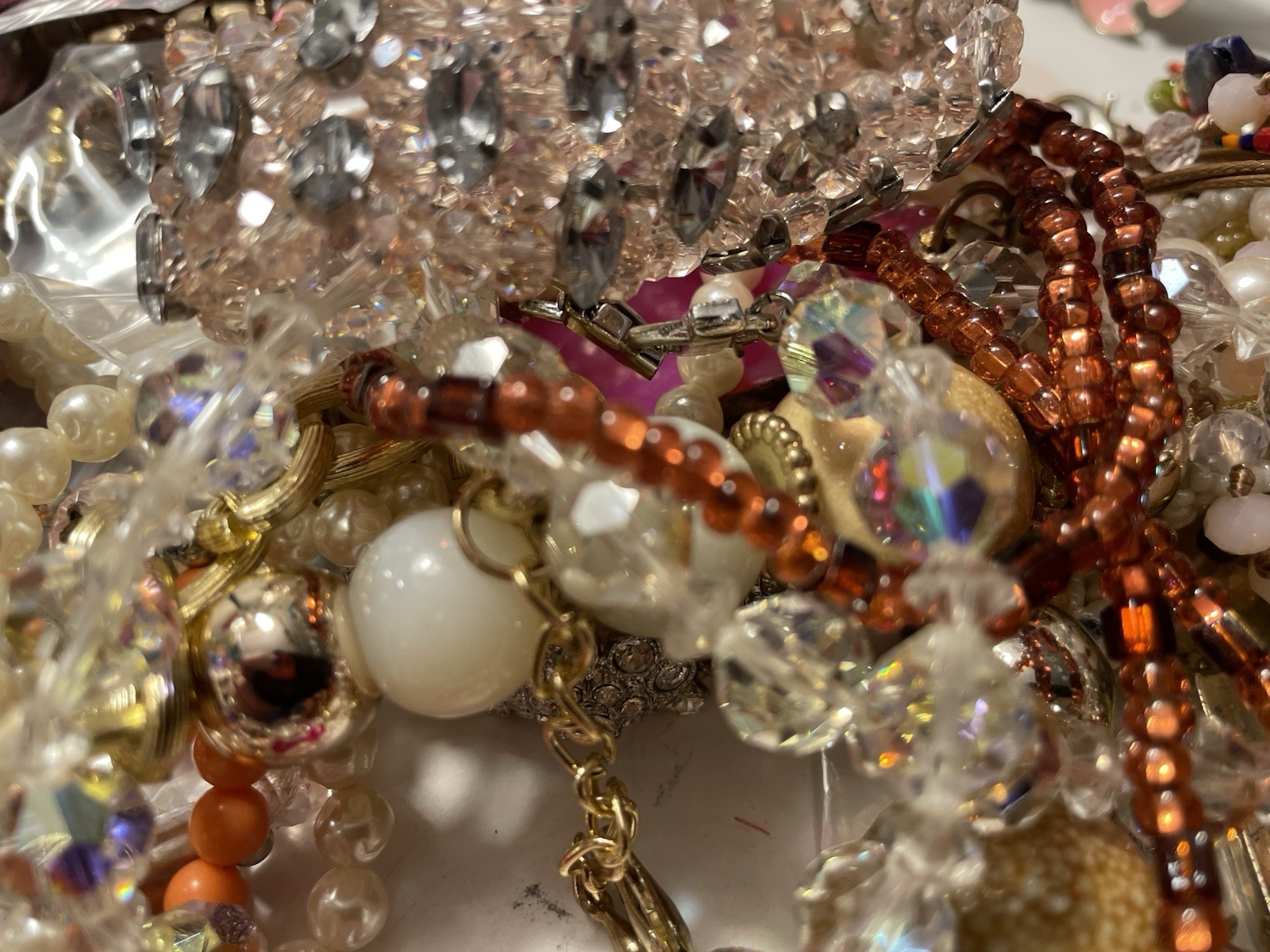 4Lb Mixed Mystery Jewelry Lot Vintage Mod Boho Beaded Necklaces Bracelets