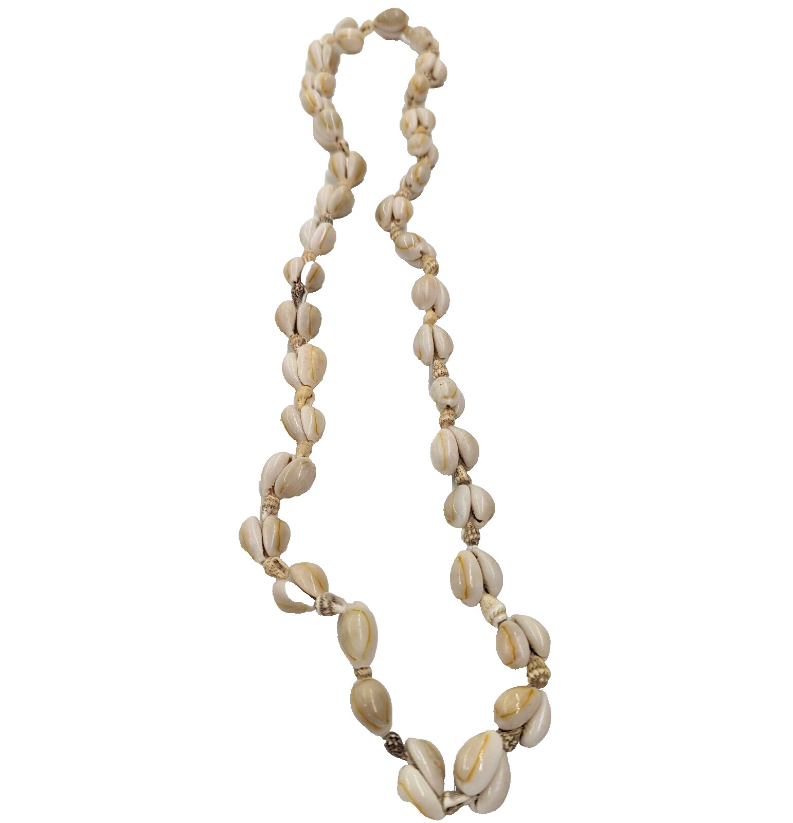 VTG Natural Boho 32″ Hawaiian Cowrie Lei Sea Shell Mini Conch Necklace Beaded