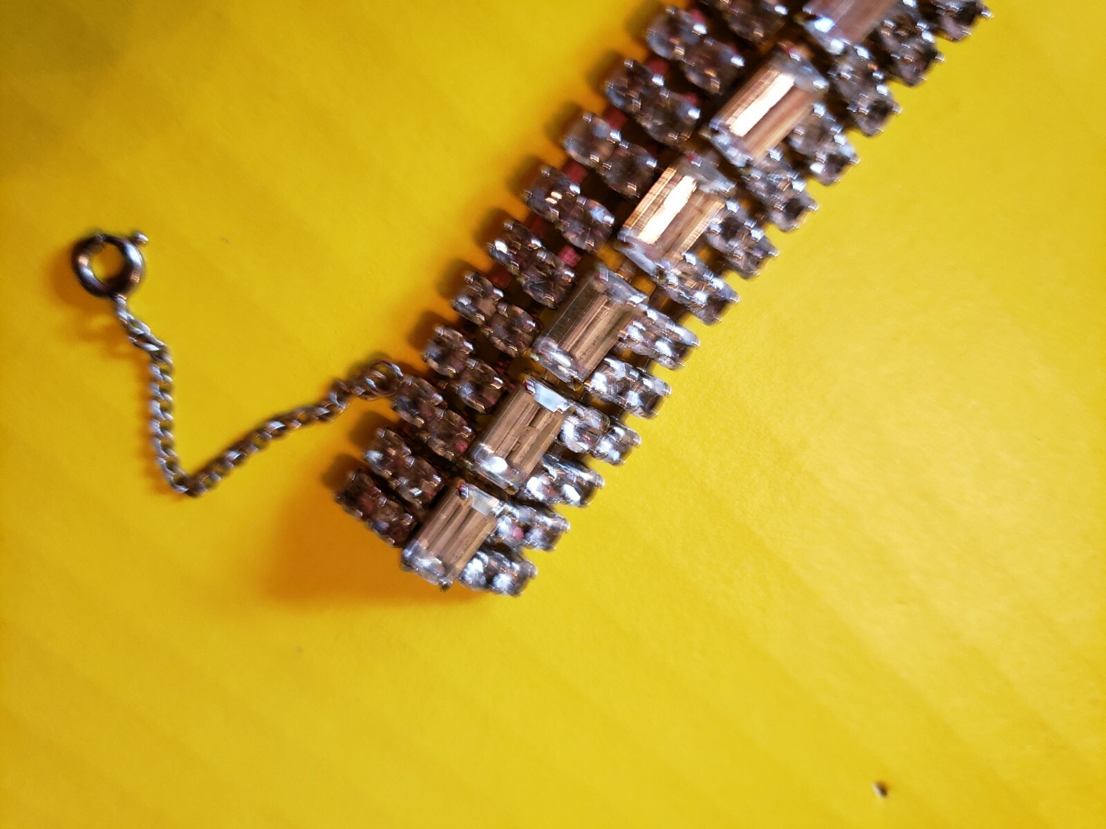 Vintage 5 Row Unbranded Rhinestone Bracelet 7 1/4″
