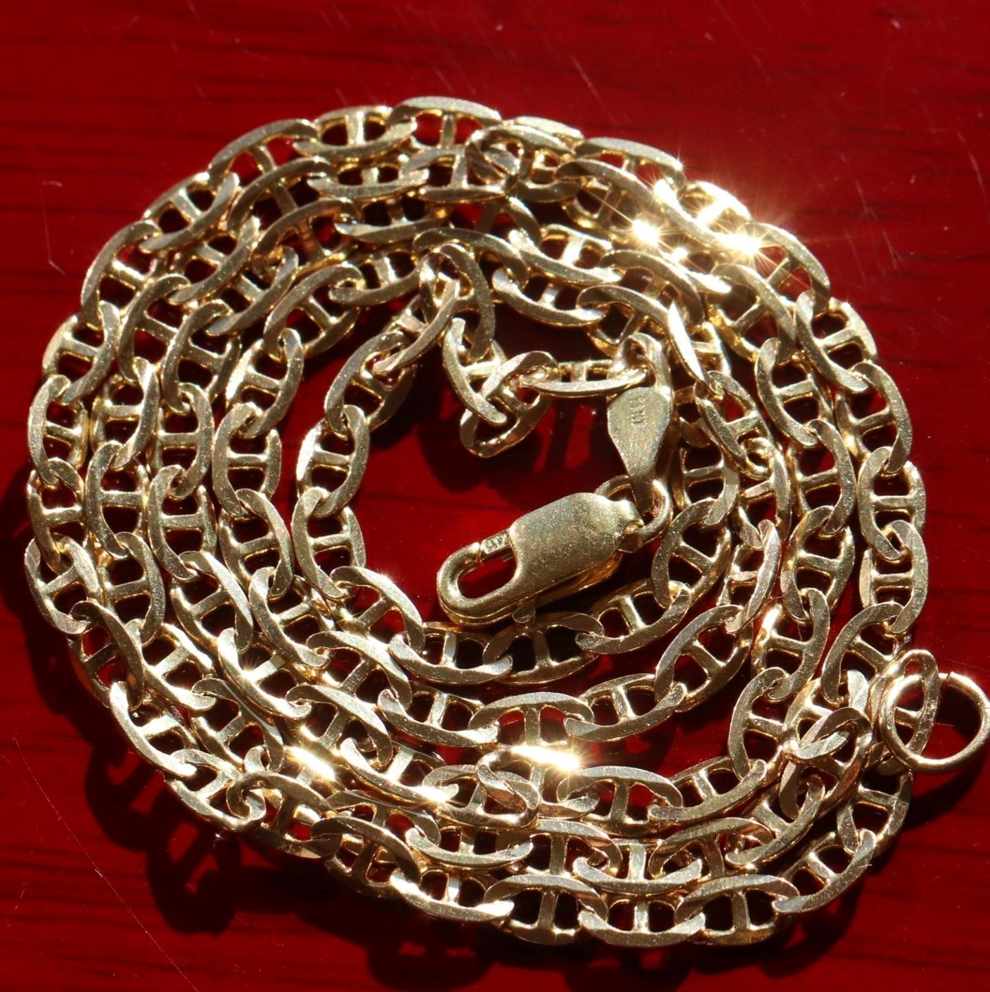 14k yellow gold necklace 19.5″ anchor / mariner link chain vintage 7.67gr N3502