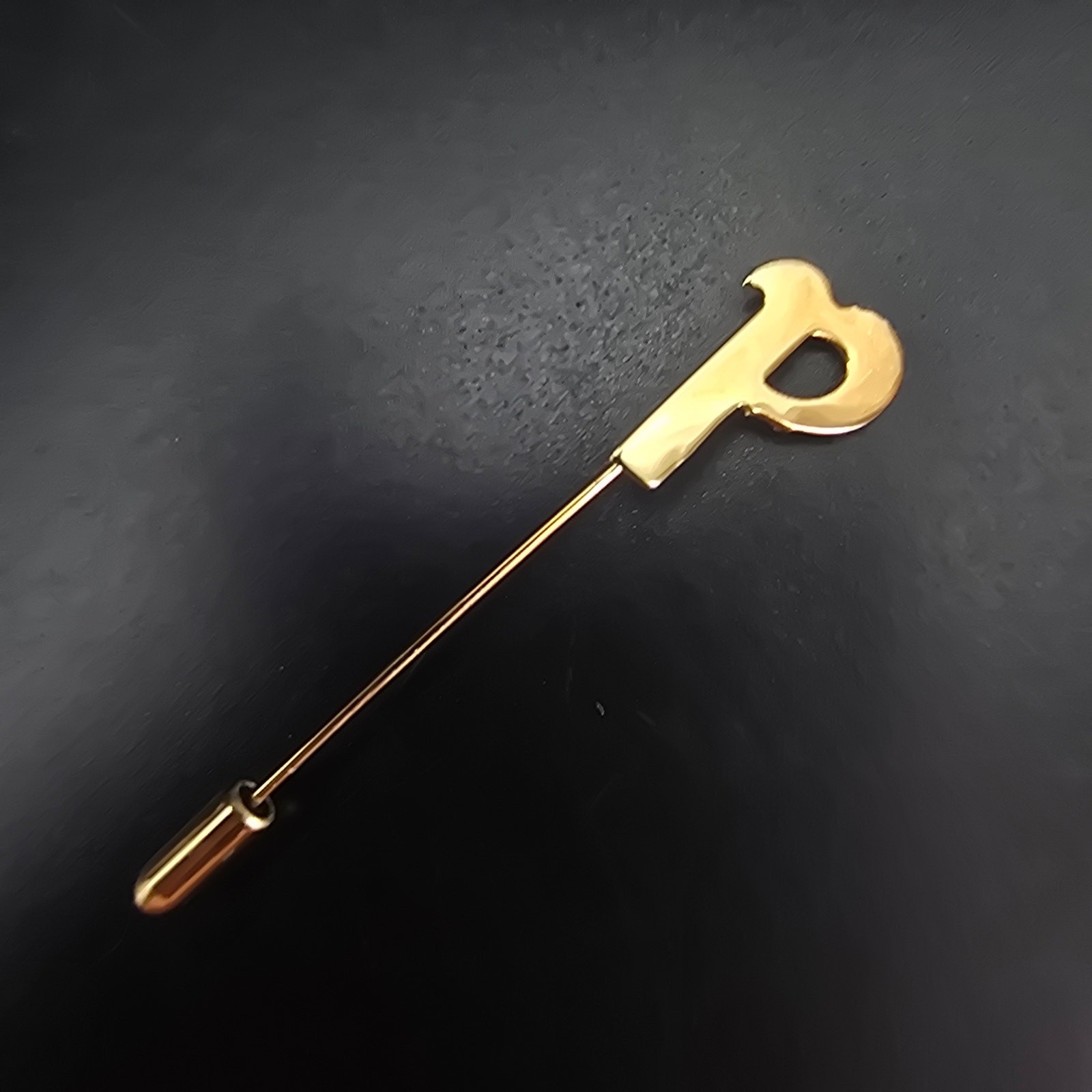 Vintage Gold Tone Letter P Initial Stick Pin Timeless Classic New Old Stock