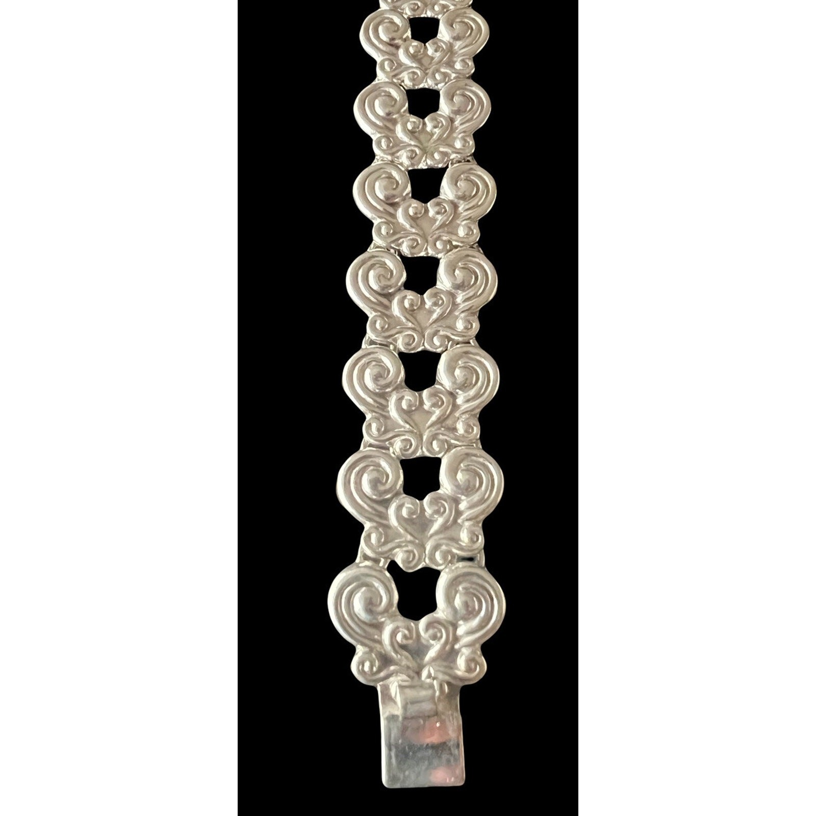 Gerardo Lopez Taxco Mexico 980 Silver Wave Scroll Bracelet Ca. 1940s