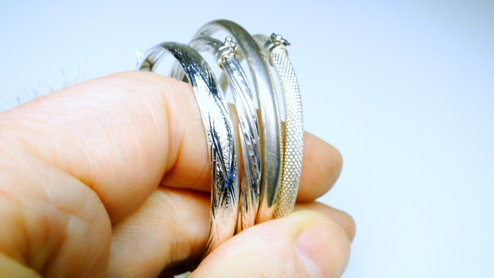 4 Sterling Silver Hinged Bangle Bracelets Bracelet Lot Different Designs