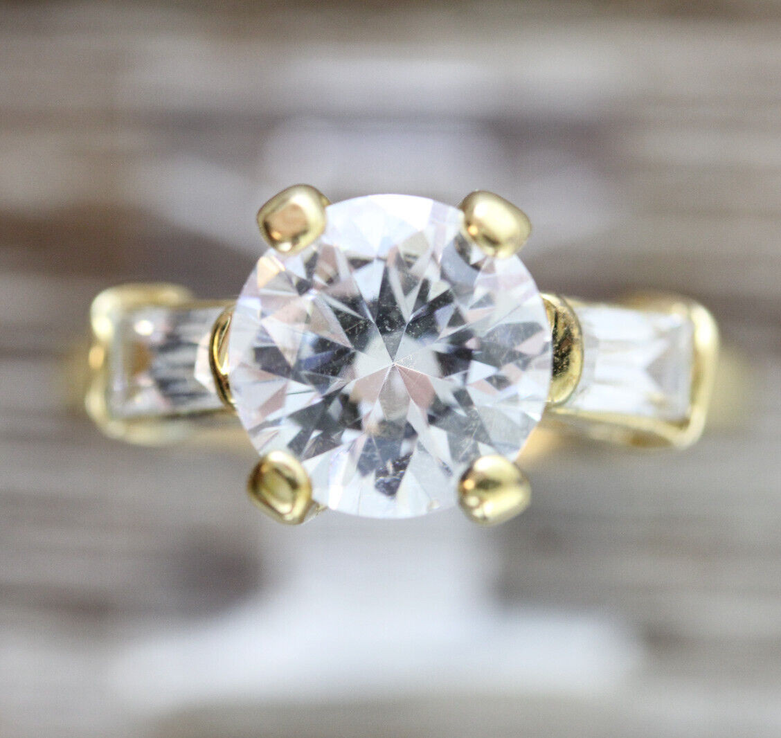 BRILLIANT WEDDING RIGHT HAND STERLING SILVER 925 RING SZ 9 LUXURY GOLD PLATED