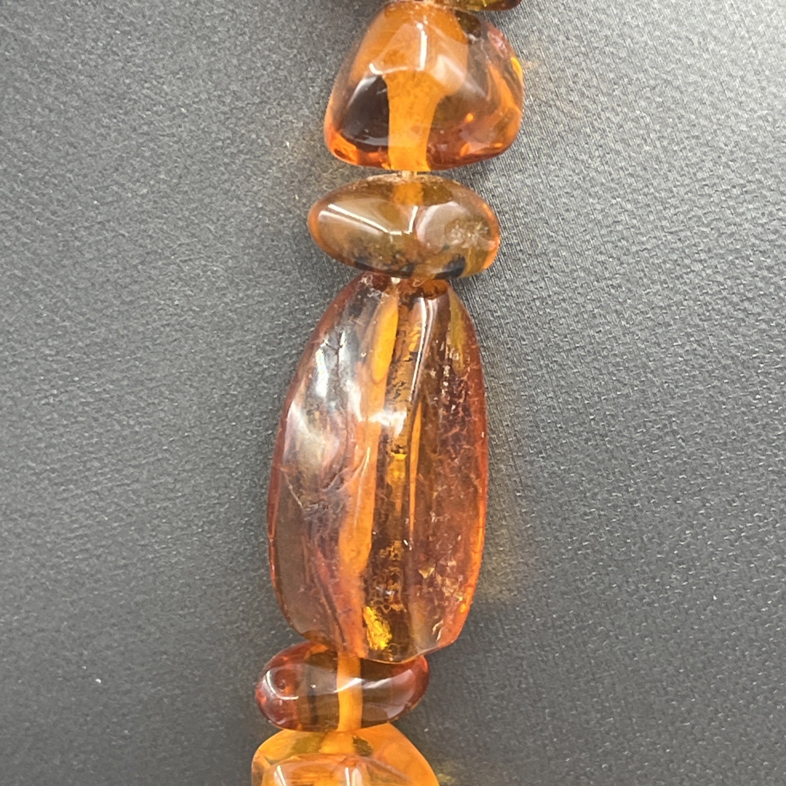 Baltic Honey Cognac Amber Chunky Bead Necklace 32″ Vintage