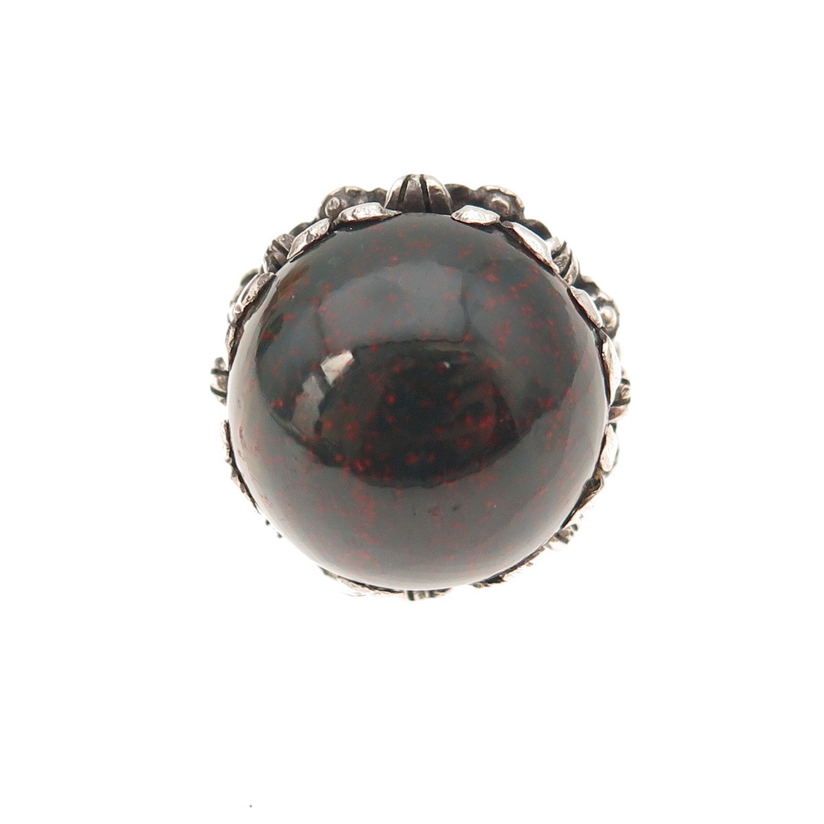 925 Sterling Silver Antique Victorian Real Bloodstone Oxidized Ring Size 5.25