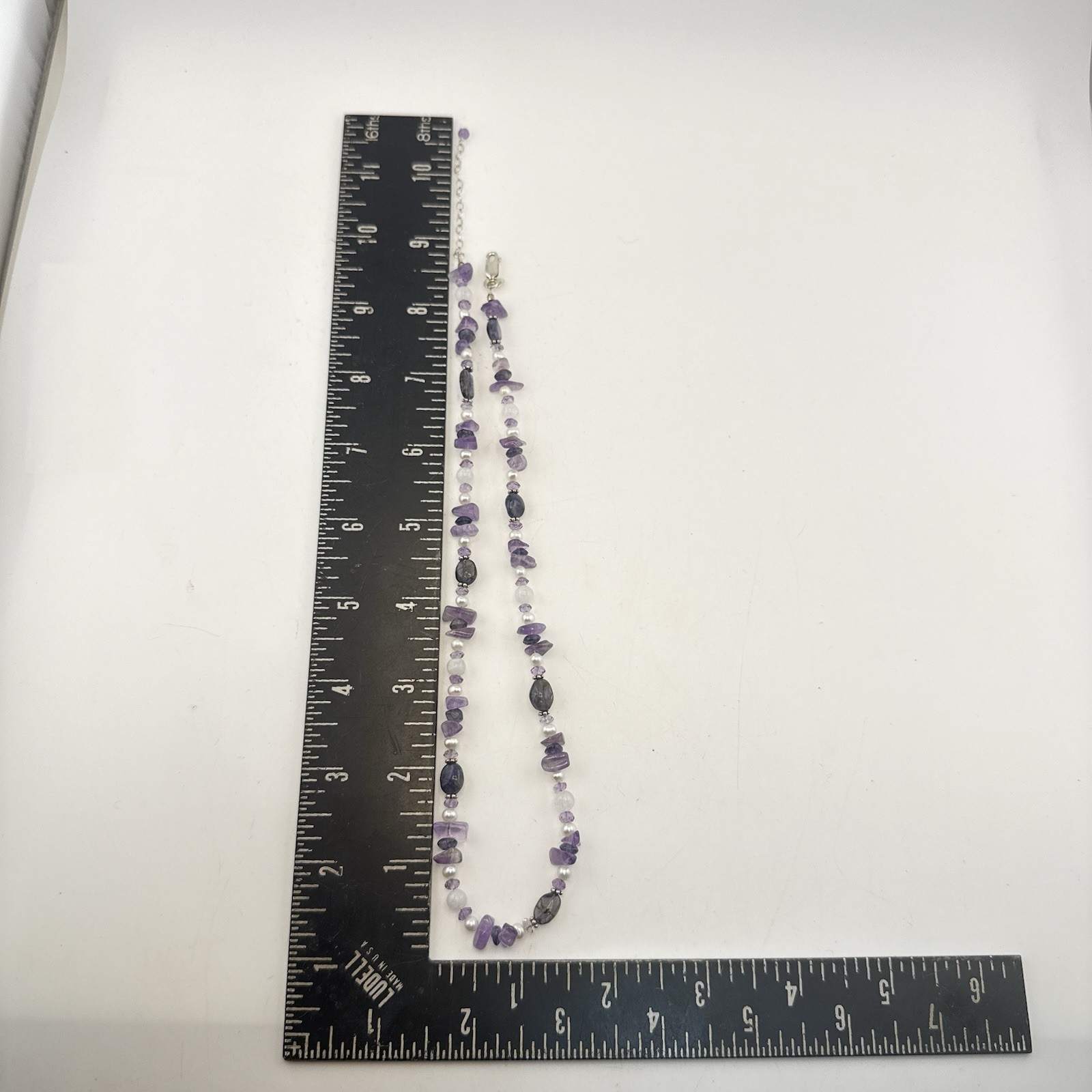 Sajen Necklace Amethyst Pearl Purple White Sterling Silver 925 Beaded Artisan